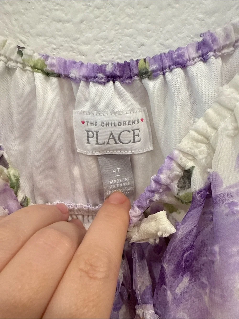 The Children’s Place Girls 4T Purple Floral Swiss Dot Dress Cottagecore - Picture 2 of 3